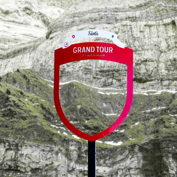 Aussichtsschild Grand Tour of Switzerland am Säntis